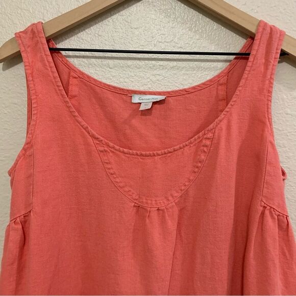 Garnet Hill Linen Dress Women’s 4 Orange Sleeveless Scoop Neck Relaxed. - Picture 3 of 13